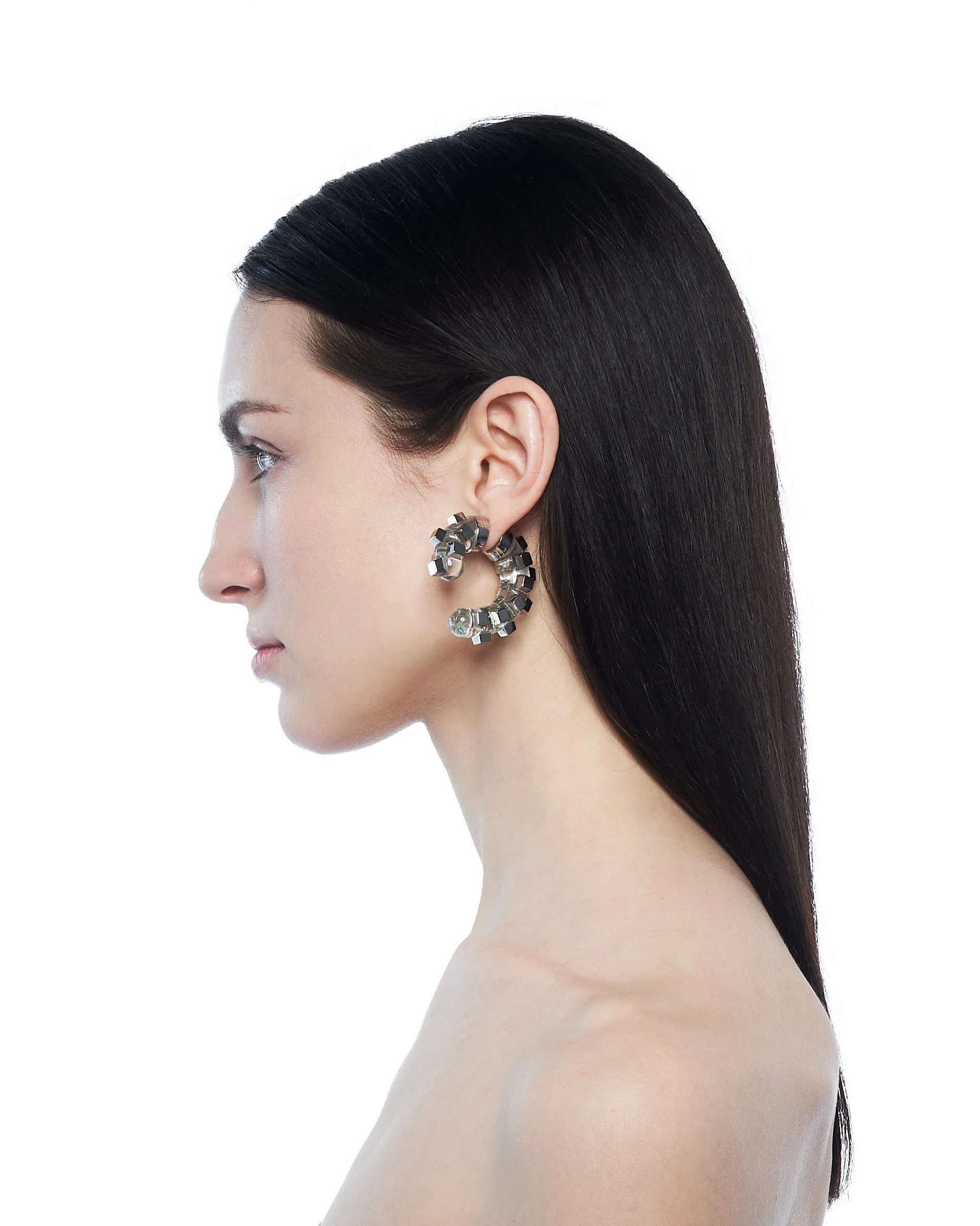 Quadri Square Earring XS Orange Swarovski — Lorette Colé Duprat